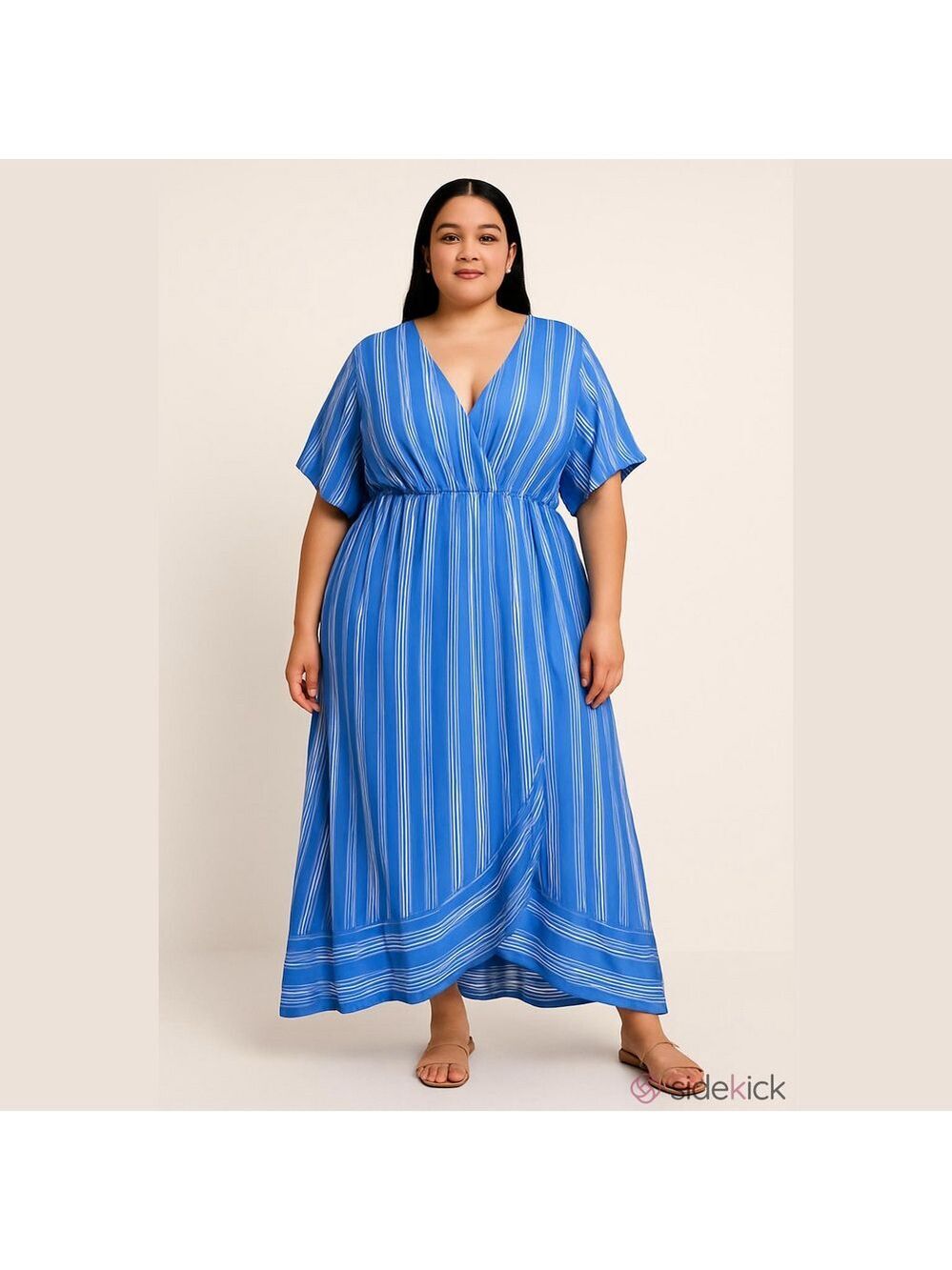 BloomChic Blue Striped Maxi Dress